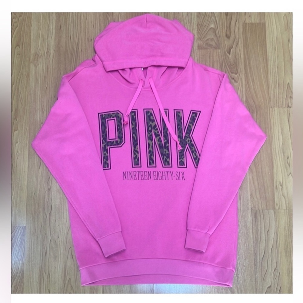 PINK Victoria's Secret Hot Pink Hoodie with Logo Trim